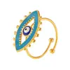 Roda Gigante Estilo Europeu e Americano Anel Olho Azul Maligno Moda da Moda Aço Inoxidável Banhado a Ouro Anel Aberto Ajustável para Mulheres