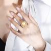 Anillo de Diamante Estilo Encaje con Incrustaciones de Oro Real Chapado en Cobre y Madreperla Huabi Jewelry para Mujer 14mm