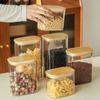 Frasco Hermético de Vidrio Transparente para el Hogar con Tapa Caja de Almacenamiento de Granos Té para Cocina Frasco para Alimentos Botella Cuadrada para Dulces
