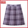Saia Xadrez de Cintura Alta Estilo Japonês [Grape Soda] Saia de Uniforme Jk Saia Pregueada Produção de Uniforme Escolar