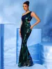 Amazon Aliexpress Nuevo Vestido de Fiesta para Mujer de Comercio Exterior Europeo y Americano, de un Hombro, que Muestra la Cintura, con Lentejuelas, Ajustado