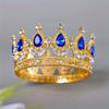 Corona de novia, tocado para vestido de novia, cumpleaños infantil, ceremonia para adultos, actuación, diadema de diamantes de imitación a juego, corona redonda de lujo