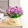 Decoración de Flores Artificiales Arreglo de Flores de Girasol Pequeño Macetero Plástico Ramo Decoración de Sala de Estar Mesa de Comedor Decoración de Planta Verde