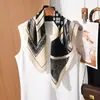 Pañuelo Cuadrado de Doble Cara Bicolor con Patrón de Espiga 65 para Mujer, Estilo Retro Francés Sencillo, Accesorio Elegante, Pequeño Pañuelo de Cuello de Moda