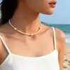 Colar Boêmio Retro Europeu e Americano Trançado com Pérolas Artificiais e Contas de Arroz, Simples e Elegante, Presente de Ação de Graças, Acessório de Feriado