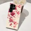 Capa Rosa Sakura para Celular Samsung S25Ultra Feminina Galaxy S25Plus Capa Protetora 2 em 1 com Película