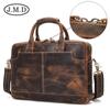 Jiameda maletín de cuero retro nuevo transfronterizo venta al por mayor cuero crazy horse bolsa para laptop bolsa de mensajero