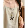 Cordón de cuero cuentas de resina madera corazón de cuentas redondas collar estilo étnico cadena para suéter de nicho joyería de moda china nueva para mujer