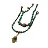 Pulsera Turquesa Estilo Étnico Tibetano Cuentas de Cobre de Nepal Tejida a Mano a Mano Pulsera Artística Vintage Característica de la Nacionalidad Dai