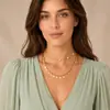 Collar de perlas con cadena cruzada geométrica, joyería transfronteriza europea y americana, accesorios, collar con colgante de lentejuelas de metal multicapa simple