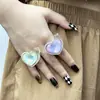 Nova Beldade da Internet do Sudeste Asiático Coroa de Luxo Acessível Anel Coração Design de Nicho Joia Anel Colorido Brilhante