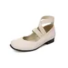 48 Zapatos de Mujer con Correa de Viaje para Primavera y Otoño con Banda de Talla Grande 40 Zapatos de Comercio Exterior Nuevo Cuadrado Tacón Medio Zapatos de Vestir con Blanco y Negro