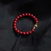 Pulsera Zodiaco de Cuentas "Suave" Rojo Cinabrio Natural con Diseño Único y Forma Natural, Joyería de Regalo Pulsera de Madera de Águila