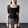 Roupas esportivas de ioga e fitness com manga média, malha elástica macia e tule respirável