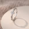 Anillo de Cadena de Trébol de Cuatro Hojas con Circonita Simple Mori Flor de Cuatro Pétalos de la Suerte Anillo de Dedo con Articulación de Diamante Regalo de Cumpleaños