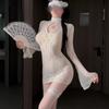 Lencería Sexy, Nuevo Estilo Chino Cheongsam con Botones de Disco, Ropa de Malla Jacquard Transparente Desgarrable, Ropa de Malla Elegante Ajustada, Traje de Pura Pasión