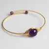Pulsera de Hilo de Cobre Chapado en Oro de 14K Envuelto en Perlas Redondas Naturales de Amatista y Lapislázuli, Joyería de Mano Simple y Elegante, Accesorios Transfronterizos