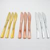 Faca, Garfo e Colher de Plástico Galvanizado em Estoque nas Cores Dourado, Ouro Rosé e Prata; Talheres Europeus e Americanos Atacado para Bolos e Sobremesas