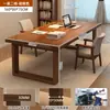 Escritorio de Madera Maciza para Sala de Estar, Escritorio Largo Grande, Mesa de Lectura y Estudio, Banco de Trabajo Doble para Computadora en Casa, Mesa Larga