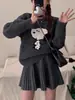 Nuevo falda plisada versátil de cintura elástica de alta gama en línea A para mujer, falda midi de punto adelgazante de cintura alta para primavera y otoño en línea A