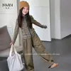 Chaqueta para Niñas YOJIA 2026 Otoño Nueva Cardigan con Capucha para Niños Grandes Camisa de Rayas con Cremallera Chaqueta de Manga Larga