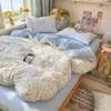 Nuevo juego de cuatro piezas jacquard teñido en hilo de alto peso, estilo simple y fresco, ropa de cama estilo princesa de lujo ligero