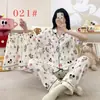 Pijama de mujer para otoño e invierno, conjunto de tres piezas de algodón nube, ropa de casa, estilo lindo y dulce de estudiante 2026