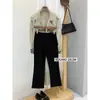 Pantalones lápiz negros elásticos con abertura Suxinlan/YOUMO para mujer, adecuados para primavera y otoño, pantalones casuales para figuras petite, 1819