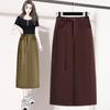 Talla Grande Chica mm Diseño Único de Cintura Alta Falda de Tirantes para Mujer Otoño Nicho Abertura Elegante Aspecto Adelgazante Falda