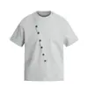 2026 Verão Novo Estilo Americano Casal Moda de Rua Botão Decorado Design de Nicho Solta Versátil Manga Curta Unissex Camisa