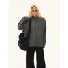 Cárdigan suéter de cuello redondo estilo universitario para otoño e invierno para mujer, con un sofisticado color gris, corte holgado, estilo casual y un diseño retro minimalista