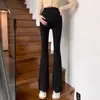 Pantalones de maternidad ligeramente acampanados para primavera y otoño, pantalones de campana tipo tiburón, pantalones largos adelgazantes de cintura alta con soporte para el vientre, ropa de maternidad talla grande para otoño