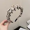 Faixa de cabelo volumosa de cetim com coroa alta e strass, faixa de cabelo antiderrapante com dentes para mulheres, acessório de cabelo de luxo de alta qualidade