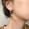 Estilo Old Money Pendientes Retro Franceses de Piedra Ojo de Tigre Natural con Lazo Negro en Forma de Corazón para Mujer, Tendencia Mayorista de Pendientes de Diseñador
