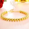 Pulsera de cuentas de Buda brillantes, imitación de oro, oro duro 3D, para parejas, chapado en oro K, transferencia de varios estilos y cuentas redondas, oro arena.