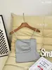 Camisola Irregular plisada de un solo hombro con Brillo Fino para Mujer para Usar Afuera y Adentro, Ropa Interior Adelgazante de una Copa