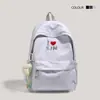 Mochila estilo universitario coreano para estudiantes hombres y mujeres, bordada con corazones, gran capacidad, mochila ligera para estudiantes de secundaria y preparatoria