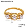 Rueda de la Fortuna Estilo Francés Juego de Almohadillas Vacías Anillo de Anillo de Cuentas Shijia de Circonio para Mujer Acero Inoxidable Chapado en Oro Anillo Ajustable de Apertura Lateral