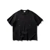 Camiseta de Manga Corta Desestructurada con Remaches Ocultos Nanxia Verano Nueva Tendencia Estilo Americano High Street Casual Versátil Camiseta