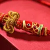 Pulseira de Corda Vermelha Tecida à Mão DIY Contas de Transferência Peixe Koi Pousando Pulseira do Ano de Nascimento Masculina e Feminina Presente para Melhor Amiga Atacado