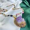 Colar de Turmalina Cristal de Minério Roxo Natural Design Feminino Nicho Corrente de Clavícula Luxo Leve Atacado Direto da Fábrica