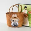 [Processamento Personalizado] Cesta de Vegetais Grande Capacidade Tecida com Palha Bolsa de Vime Manual Sacola Tote para Frutas Piquenique Vegetais