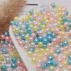 Perlas de imitación ABS con agujeros, cuentas redondas, hechas a mano, material casero, pulsera, collar, horquilla, pendientes, accesorios