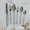 Acero Inoxidable Tnt304 Forjado Cuerda de Cáñamo Mango de Línea Vajilla Occidental Cuchillo, Tenedor, Cuchara, Tenedor y Cuchara de Postre de Gama Alta 18