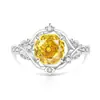 Anillo de Vid de Flor de Gema Colorida de Corte Rosa Más Vendido en Transmisión en Vivo para Mujeres, Incrustado con Diamantes de Alto Carbono, Anillo de Capullo de Flor Chapado en Oro, Venta al por Mayor de una Pieza