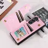 Adecuado para Samsung Z Fold 7 Modelo Plegable con Doble Cierre Estampado Z Fold 6/5 Funda para Teléfono Pintada con Ranura para Tarjetas