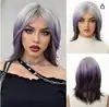 Peluca de Cola de Lobo de Alta Calidad Estilo Japonés para Cosplay Cobertura Completa de Cabeza Unisex Moderna Mullet Corto Pelucas de Cabello Sintético