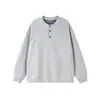Suéter de tricô com gola Henry costurado à mão, unissex, nova coleção primavera/outono, estilo solto e casual, blusa de manga longa, moderno