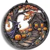 Amazon Mais Vendido Halloween Caveira Fantasma Teia de Aranha Placa de Porta de Madeira Pingente de Decoração de Casa de Madeira Impressão