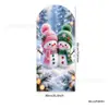 Cortina de puerta de arco navideño con patrones de muñeco de nieve, Santa Claus y cabaña navideña, tela de decoración festiva para la puerta de entrada